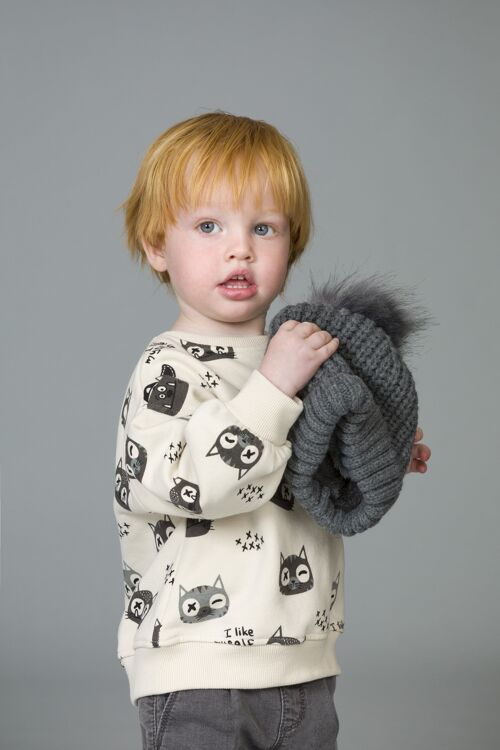 Closed baby sweatshirt with cats print Ref: 86256