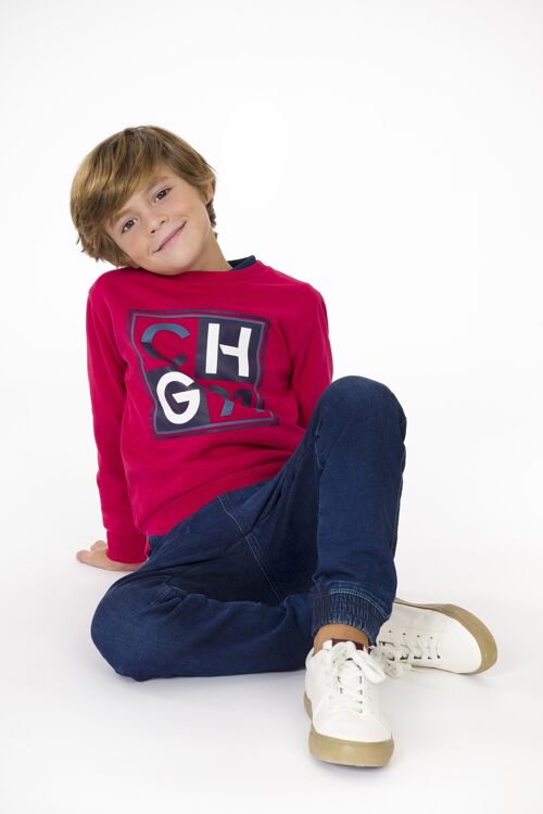 CHG red boy's closed sweatshirt Ref: 83101