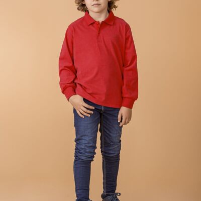 Rotes Basic-Poloshirt für Jungen mit Knöpfen Ref: 83100