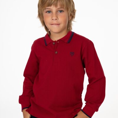 Rotes Poloshirt für Jungen mit Kragendetail Ref: 83818