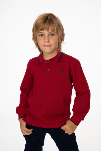 Polo garçon rouge avec détail col Réf : 83818 1