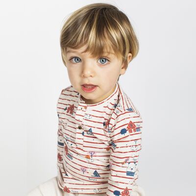 Rot gestreiftes Baby-Poloshirt Ref: 77502