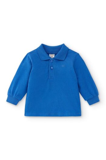 Polo bébé bleu basique manches longues Réf : 83013 1