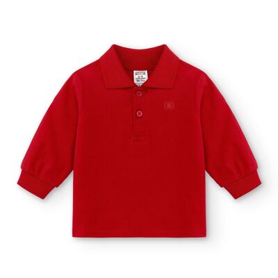 Basic Langarm-Poloshirt für Babys in Rot Ref: 83013