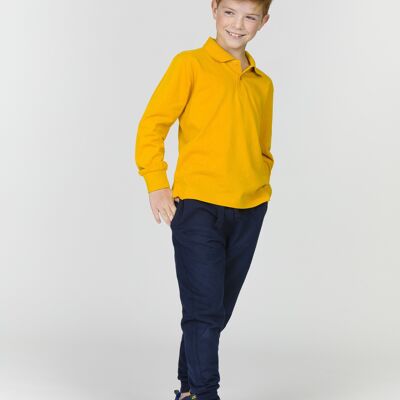 Gelbes Basic-Poloshirt mit langen Ärmeln für Jungen Ref: 83100