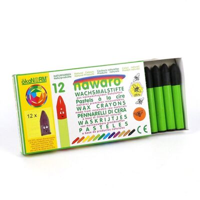 Crayones de cera Nawaro, estuche de cartón, 12 piezas - negro