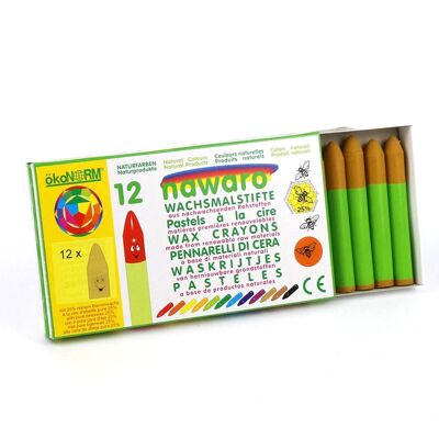 Crayones de cera Nawaro, estuche de cartón, 12 piezas - ocre