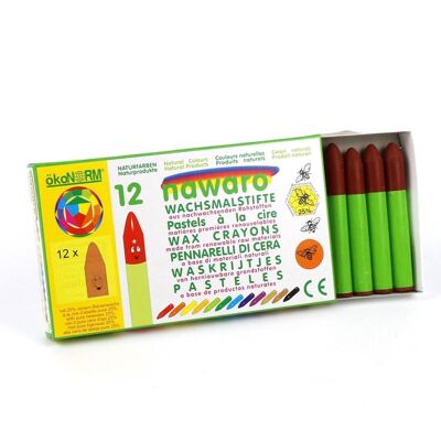 Crayons de cire Nawaro, étui carton, 12 pièces - rouge-marron