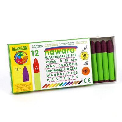 Crayones de cera Nawaro, estuche de cartón, 12 piezas - violeta