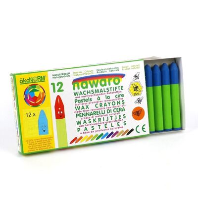 Crayones de cera Nawaro, estuche de cartón, 12 piezas - azul claro