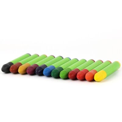 Crayón de cera nawaro, caja de madera certificada FSC - 12 colores