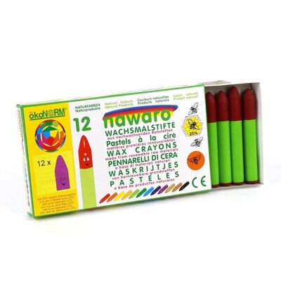 Crayons de cire Nawaro, étui carton, 12 pièces - rose