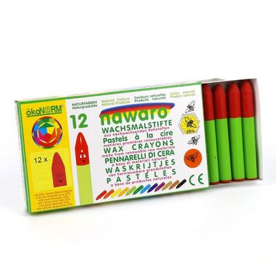 Crayones de cera Nawaro, estuche de cartón, 12 piezas - rojo bermellón