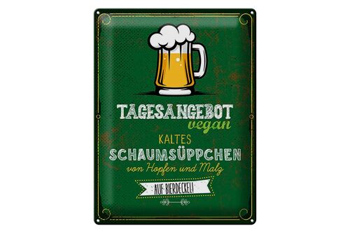 Blechschild Alkohol 30x40 cm Bier Vegan kaltes Schaumsüppchen Deko Schild