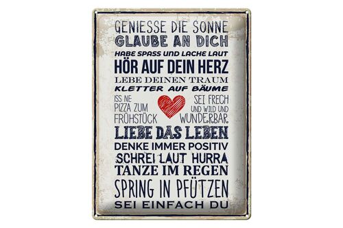 Blechschild Spruch 30x40 cm genieße die Sonne Deko Schild