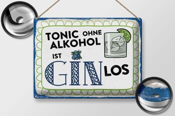 Plaque décorative en étain alcool 40x30 cm Tonic sans alcool, on continue Gin 2