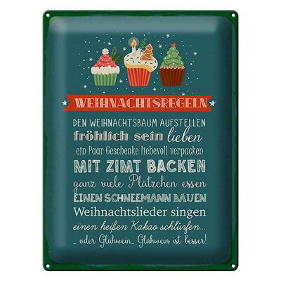 Cartel de chapa con texto "Reglas navideñas" 30x40 cm