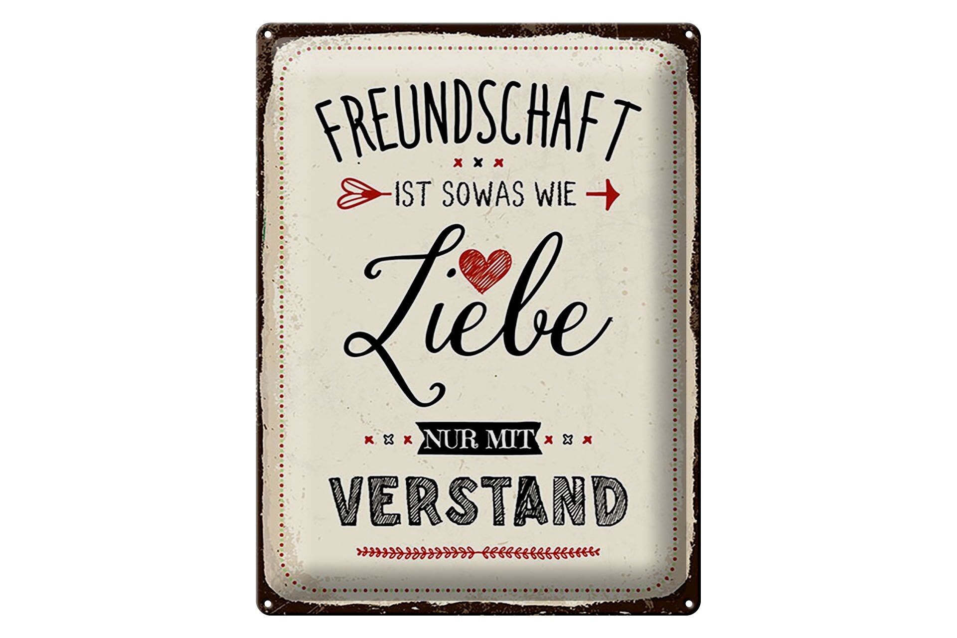 Targa in metallo con scritta 30x40 cm L'amicizia è qualcosa come l'amore, targa decorativa