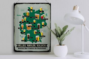 Panneau décoratif en étain pour alcool, 30x40cm, quelle bière les Allemands boivent-ils, carte 3