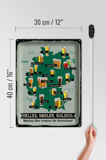 Panneau décoratif en étain pour alcool, 30x40cm, quelle bière les Allemands boivent-ils, carte 4