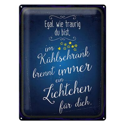 Blechschild Spruch 30x40 cm Im Kühlschrank brennt immer Licht für dich Schild