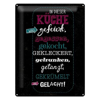 Blechschild Spruch 30x40 cm In dieser Küche wird Aufzählung Deko Schild