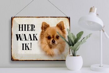 Panneau décoratif en étain avec inscription « Dutch Here Waak ik Chihuahua », 40x30 cm 3