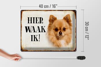 Panneau décoratif en étain avec inscription « Dutch Here Waak ik Chihuahua », 40x30 cm 4