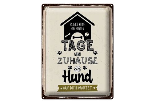 Blechschild Spruch 30x40 cm Wenn zuhause ein Hund auf dich wartet Deko Schild