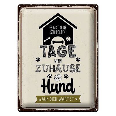 Blechschild Spruch 30x40 cm Wenn zuhause ein Hund auf dich wartet Deko Schild