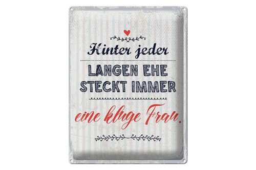 Blechschild Spruch 30x40 cm Hinter jeder langen Ehe steckt immer Deko Schild