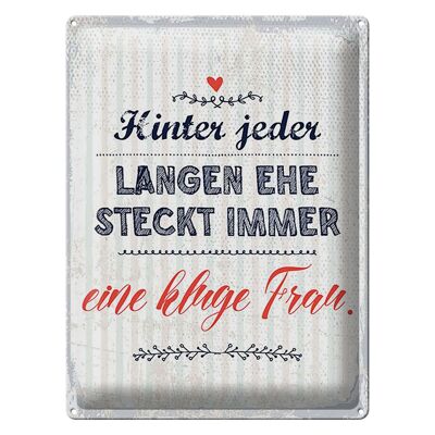 Blechschild Spruch 30x40 cm Hinter jeder langen Ehe steckt immer Deko Schild