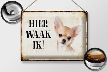 Panneau en étain avec inscription « Dutch Here Waak ik Chihuahua », panneau décoratif lisse, 40x30 cm 2