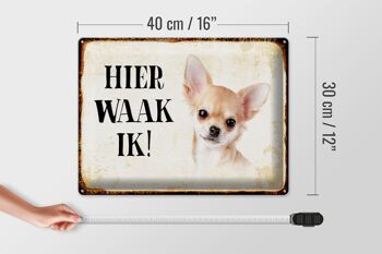Panneau en étain avec inscription « Dutch Here Waak ik Chihuahua », panneau décoratif lisse, 40x30 cm 4