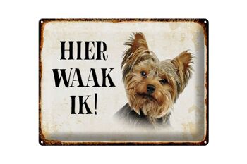 Panneau en étain avec inscription « Dutch Here Waak ik Yorkshire Terrier », 40x30 cm 1