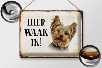 Panneau en étain avec inscription « Dutch Here Waak ik Yorkshire Terrier », 40x30 cm 2