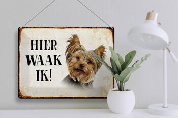 Panneau en étain avec inscription « Dutch Here Waak ik Yorkshire Terrier », 40x30 cm 3