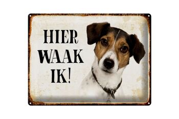 Panneau en étain avec inscription « Dutch Here Waak ik Jack Russell Terrier », 40x30 cm 1