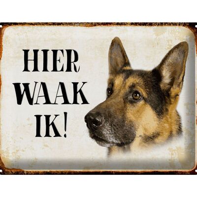 Targa in metallo con scritta "Dutch Here Waak ik Shepherd Dog" 40x30 cm