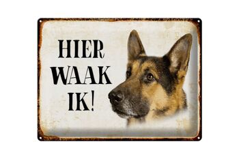 Panneau en étain avec inscription « Dutch Here Waak ik Shepherd Dog », 40x30 cm, panneau décoratif 1