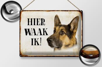 Panneau en étain avec inscription « Dutch Here Waak ik Shepherd Dog », 40x30 cm, panneau décoratif 2