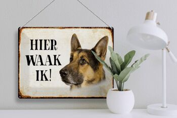 Panneau en étain avec inscription « Dutch Here Waak ik Shepherd Dog », 40x30 cm, panneau décoratif 3