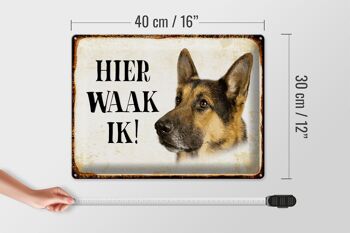 Panneau en étain avec inscription « Dutch Here Waak ik Shepherd Dog », 40x30 cm, panneau décoratif 4
