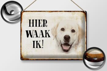 Plaque décorative en étain avec inscription « Dutch Here Waak ik » Labrador beige, 40x30 cm 2