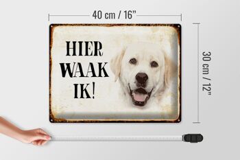 Plaque décorative en étain avec inscription « Dutch Here Waak ik » Labrador beige, 40x30 cm 4