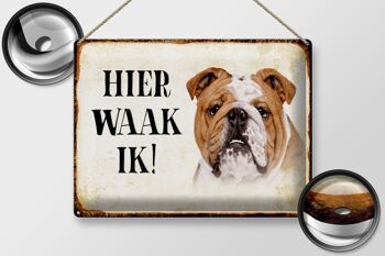Panneau en étain avec inscription « Dutch Here Waak ik Bulldog », 40x30 cm, panneau décoratif 2