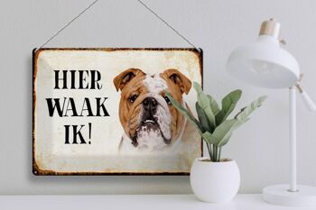 Panneau en étain avec inscription « Dutch Here Waak ik Bulldog », 40x30 cm, panneau décoratif 3
