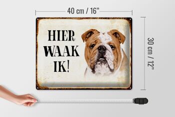 Panneau en étain avec inscription « Dutch Here Waak ik Bulldog », 40x30 cm, panneau décoratif 4