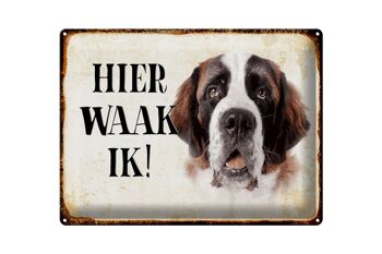 Panneau en étain avec inscription « Dutch Here Waak ik St. Bernard », 40x30 cm 1