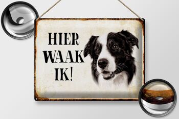 Panneau en étain avec inscription « Dutch Here Waak ik Border Collie », 40x30 cm, panneau décoratif 2